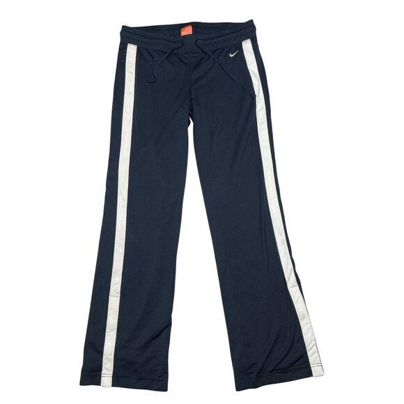 Y2k Nike Track Pants Stripe Blue Swoosh Snap Bottoms - Picture 1 of 10